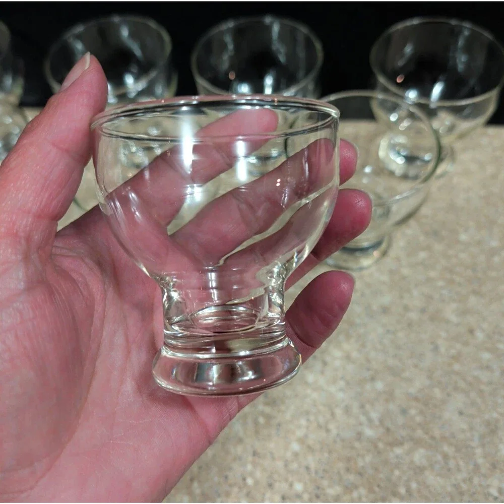 Vintage Clear Glass Cordial Liqueur Shot Glasses Heavy Footed Base Set of 8